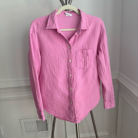 GAP Pink 100% Gauze Cotton Long Sleeve Big Shirt Size Small - Picture 4 of 8